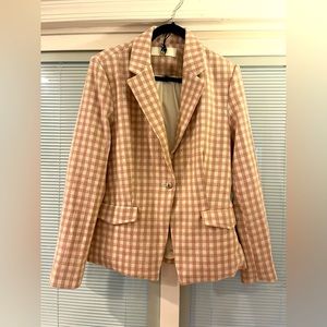 Pink gingham fitted blazer